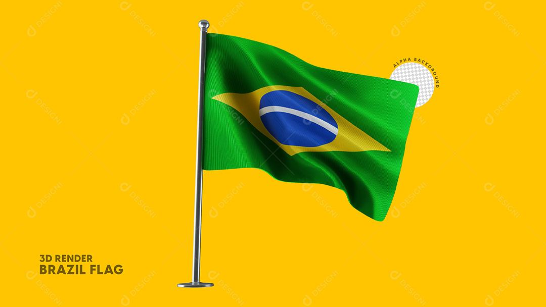 Elemento 3D Para Composição Bandeira Do Brasil Azul Amarela e Verde PSD