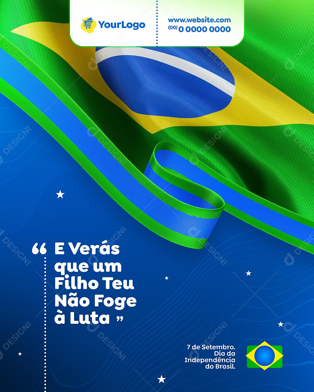 Dia 7 De Setembro Independência Do Brasil Social Media PSD Editável