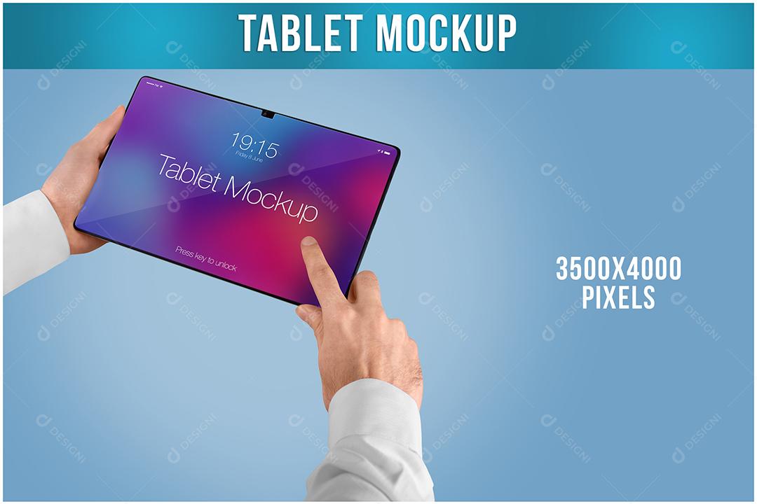 Tablet Mockup na Mão PSD