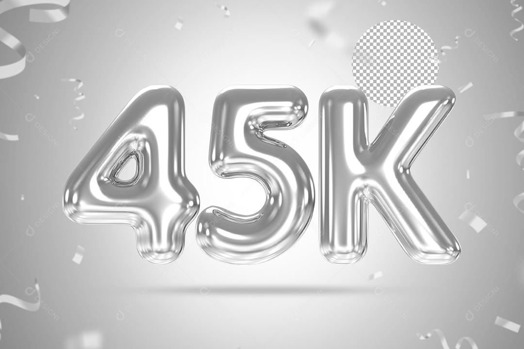 Número 3D 45K Prata Para Composição PSD