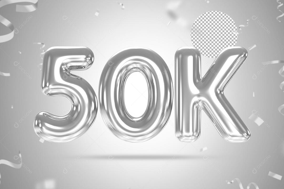 Número 3D 50K Prata Para Composição PSD
