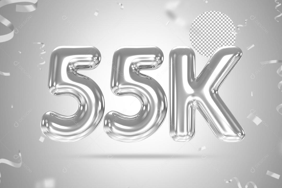 Número 3D 55K Prata Para Composição PSD