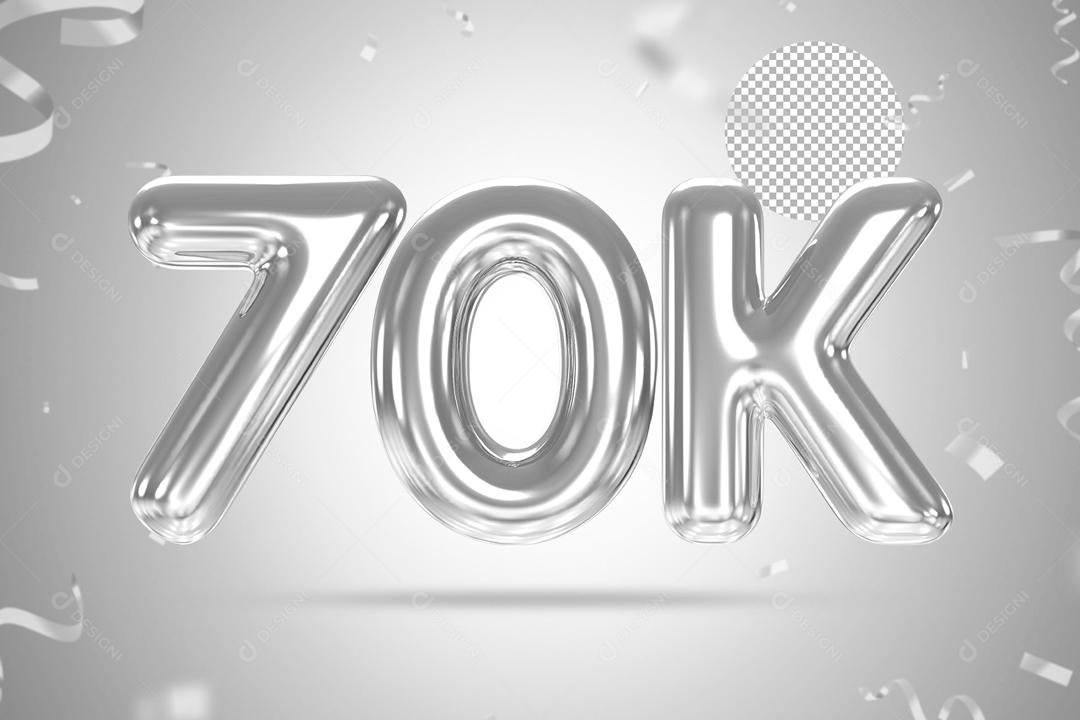 Número 3D 70K Prata Para Composição PSD