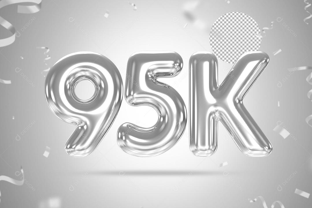 Número 3D 95K Prata Para Composição PSD