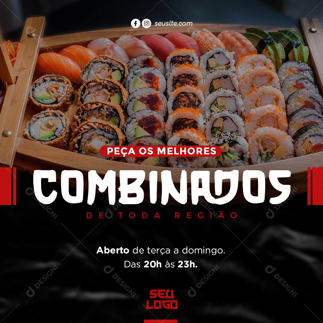 Peça Os Melhores Combinados De Sushi Social Media PSD Editável