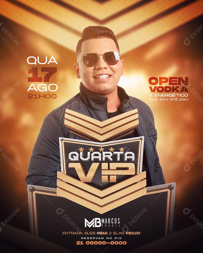 Flyer Story Quarta Vip Cantor Marcos Brasil Editable PSD