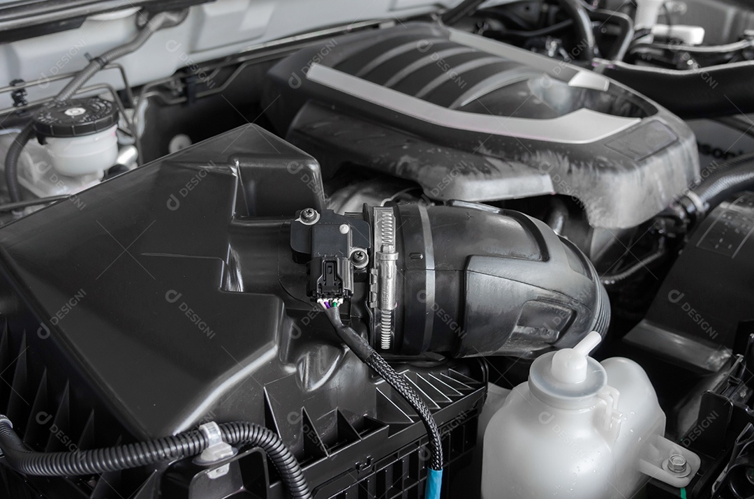 Detalhes do motor do carro.