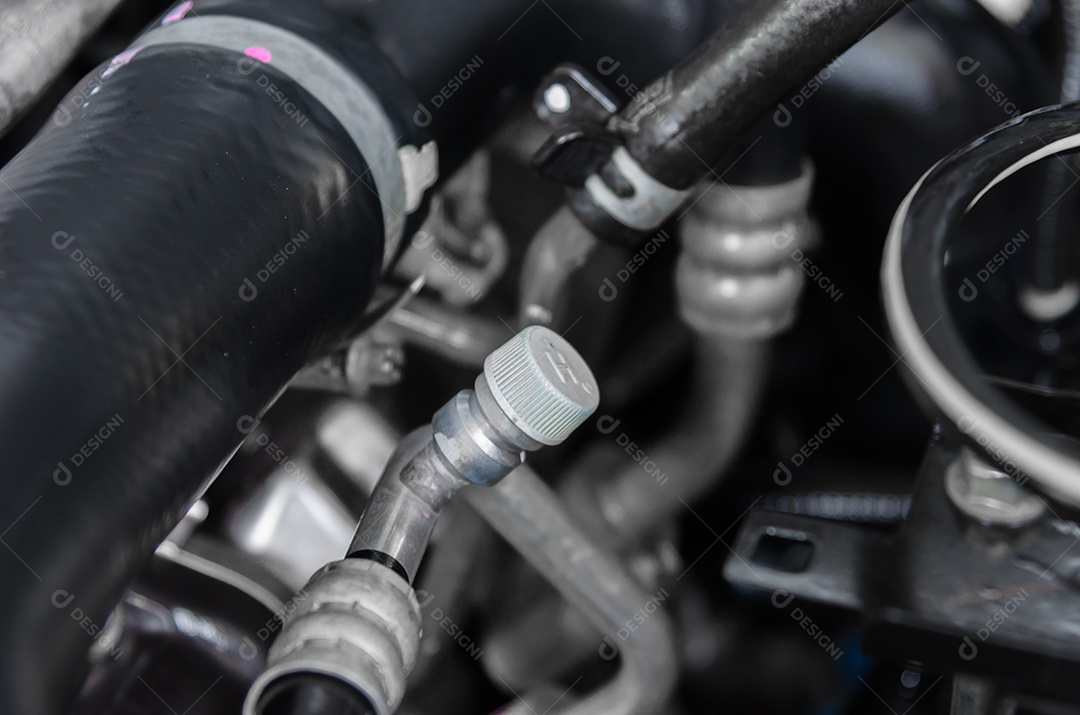 Detalhes do motor do carro.