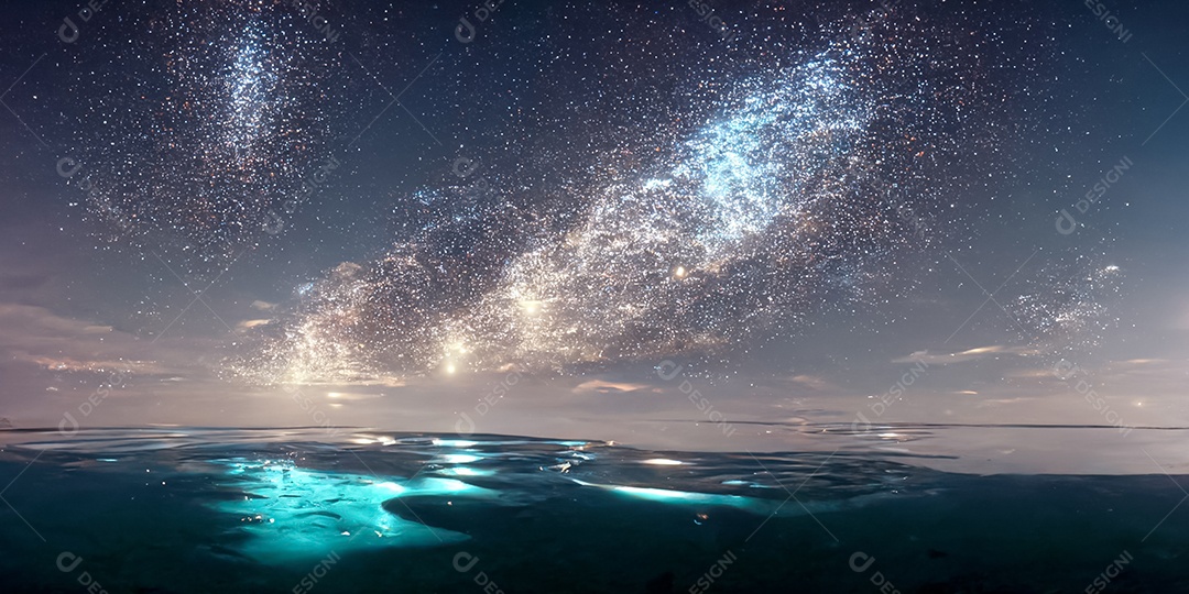 Via Láctea e o mar 3D