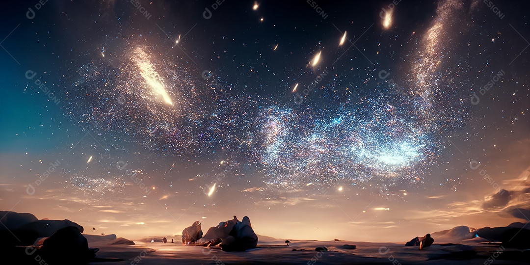 Via láctea com montanhas 3D