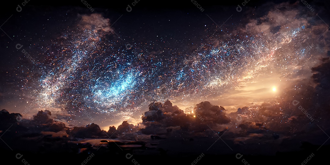 Via láctea com montanhas 3D