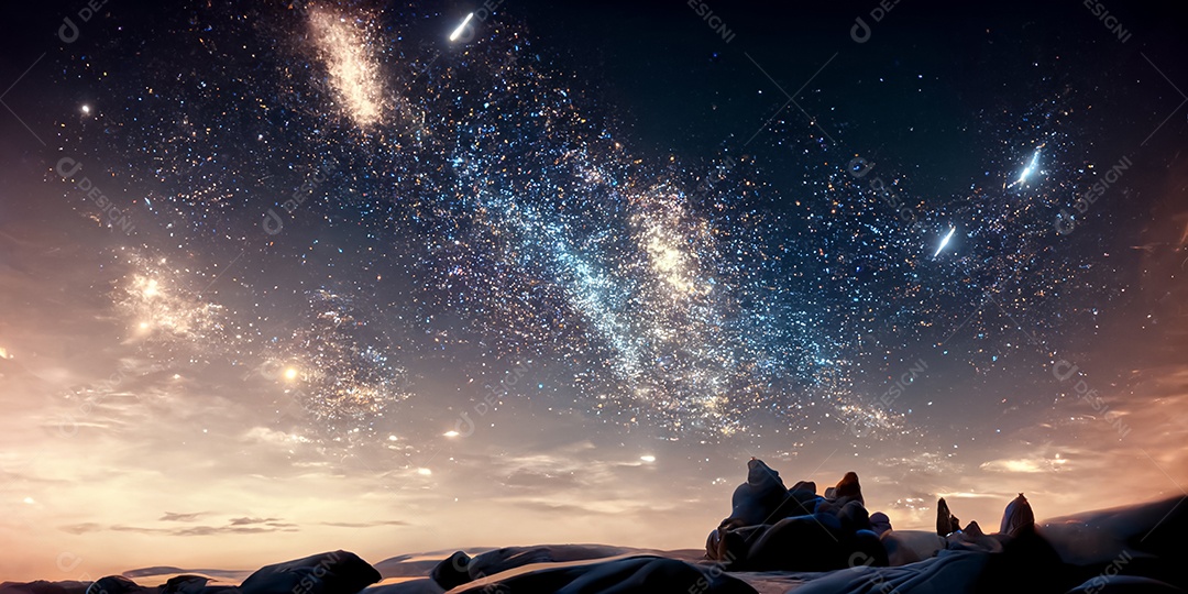 Via láctea com montanhas 3D