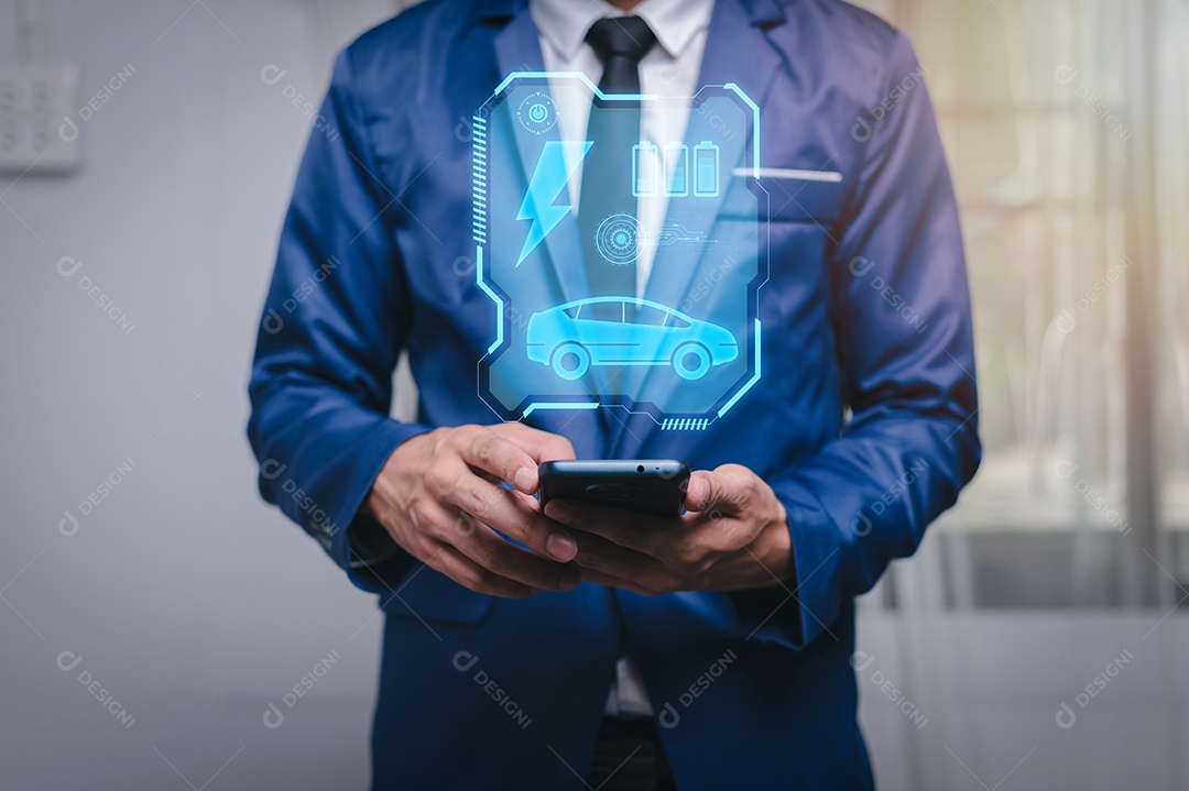 Escolhendo um veículo elétrico. escolha do carro elétrico. apontou para o símbolo