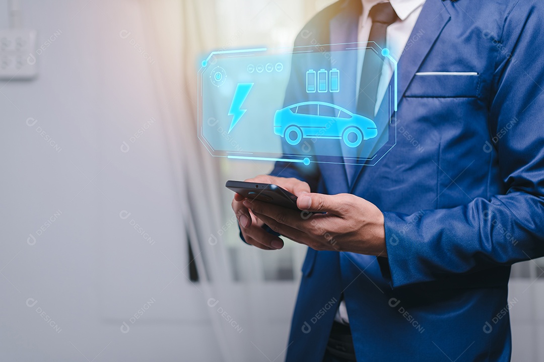 Escolhendo um veículo elétrico. escolha do carro elétrico. apontando para o símbolo