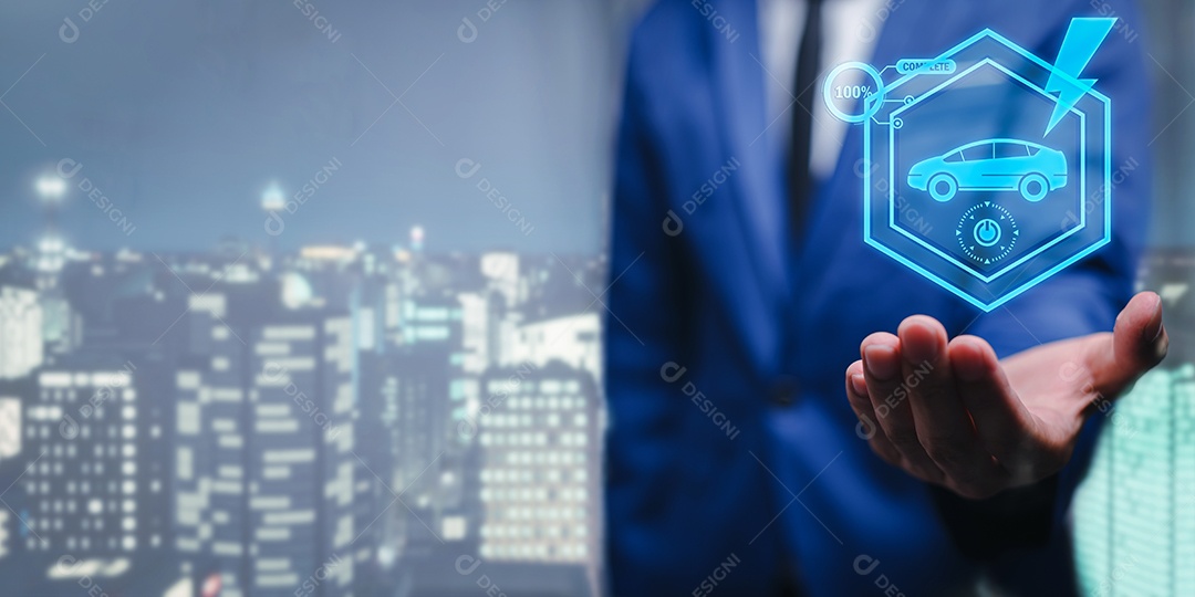 Escolhendo um veículo elétrico. escolha do carro elétrico. apontando para o símbolo