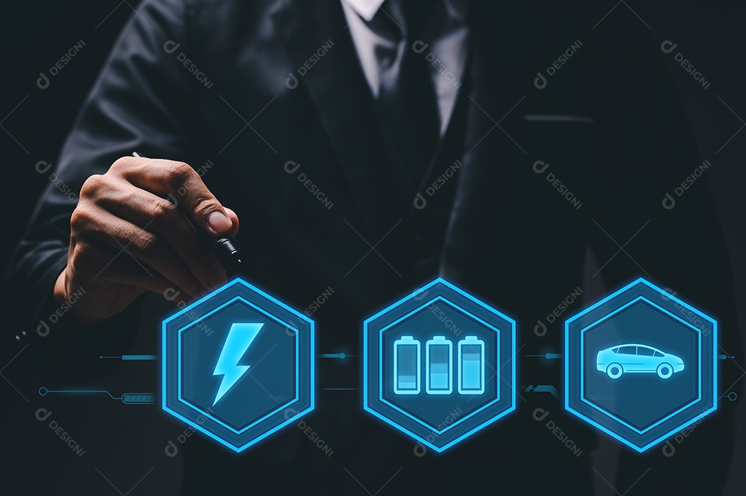 Escolhendo um veículo elétrico. escolha do carro elétrico. apontou para o símbolo