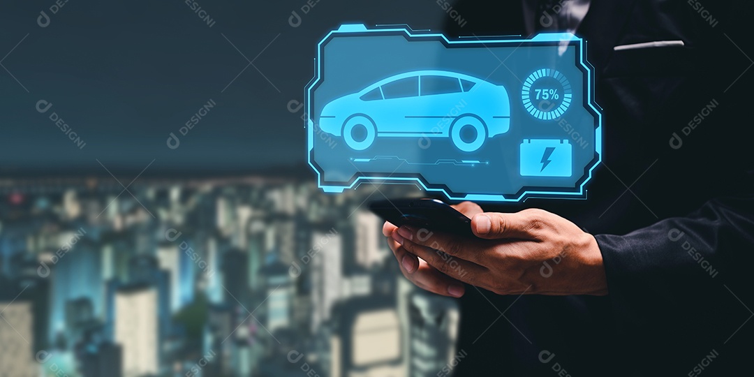 Escolhendo um veículo elétrico. escolha do carro elétrico. apontando para o símbolo