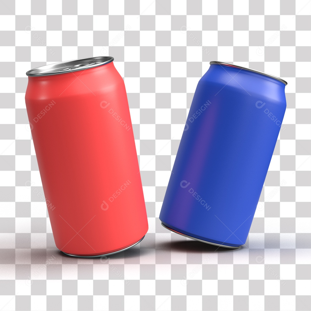 Lata de alumínio Azul e Vermelho PNG Transparente