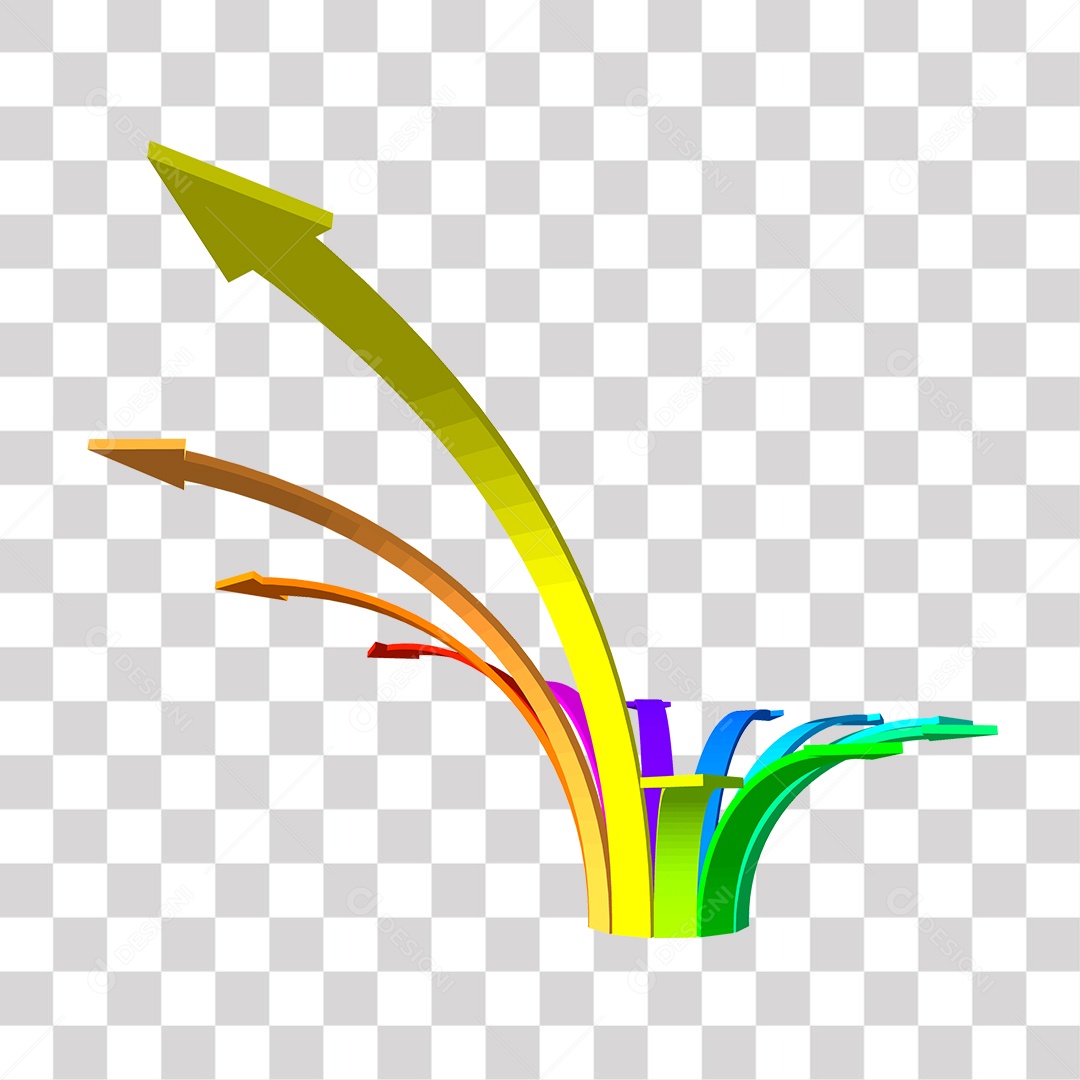 Setas Tridimensionais Coloridas PNG Transparente