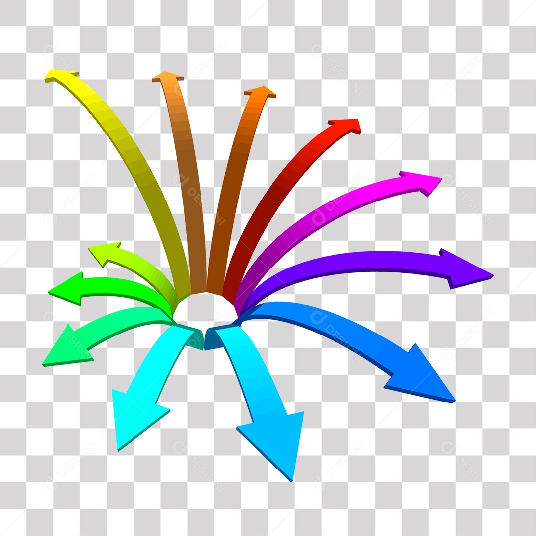 Setas Tridimensionais Coloridas PNG Transparente