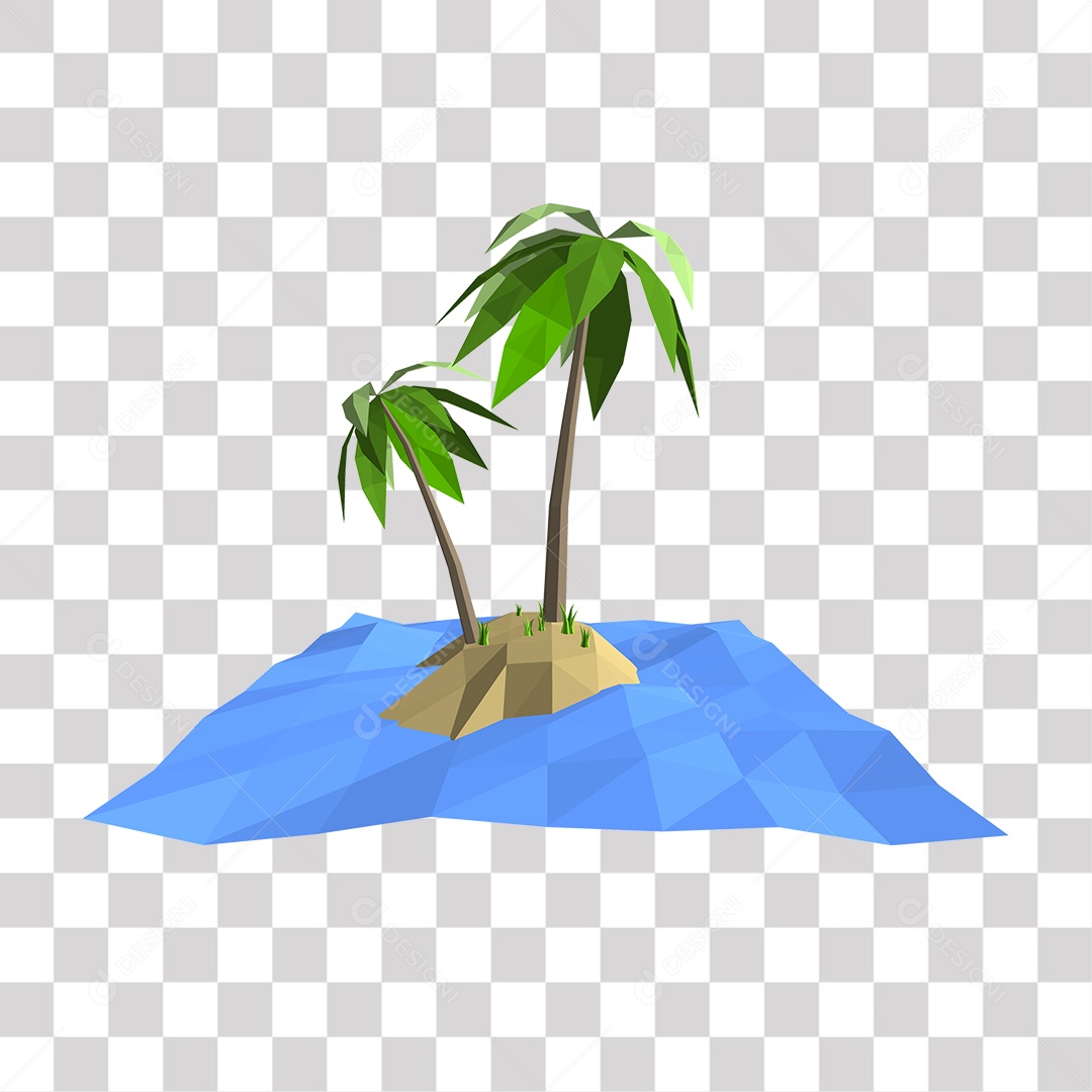 Desenho de Coqueiro na Praia PNG Transparente