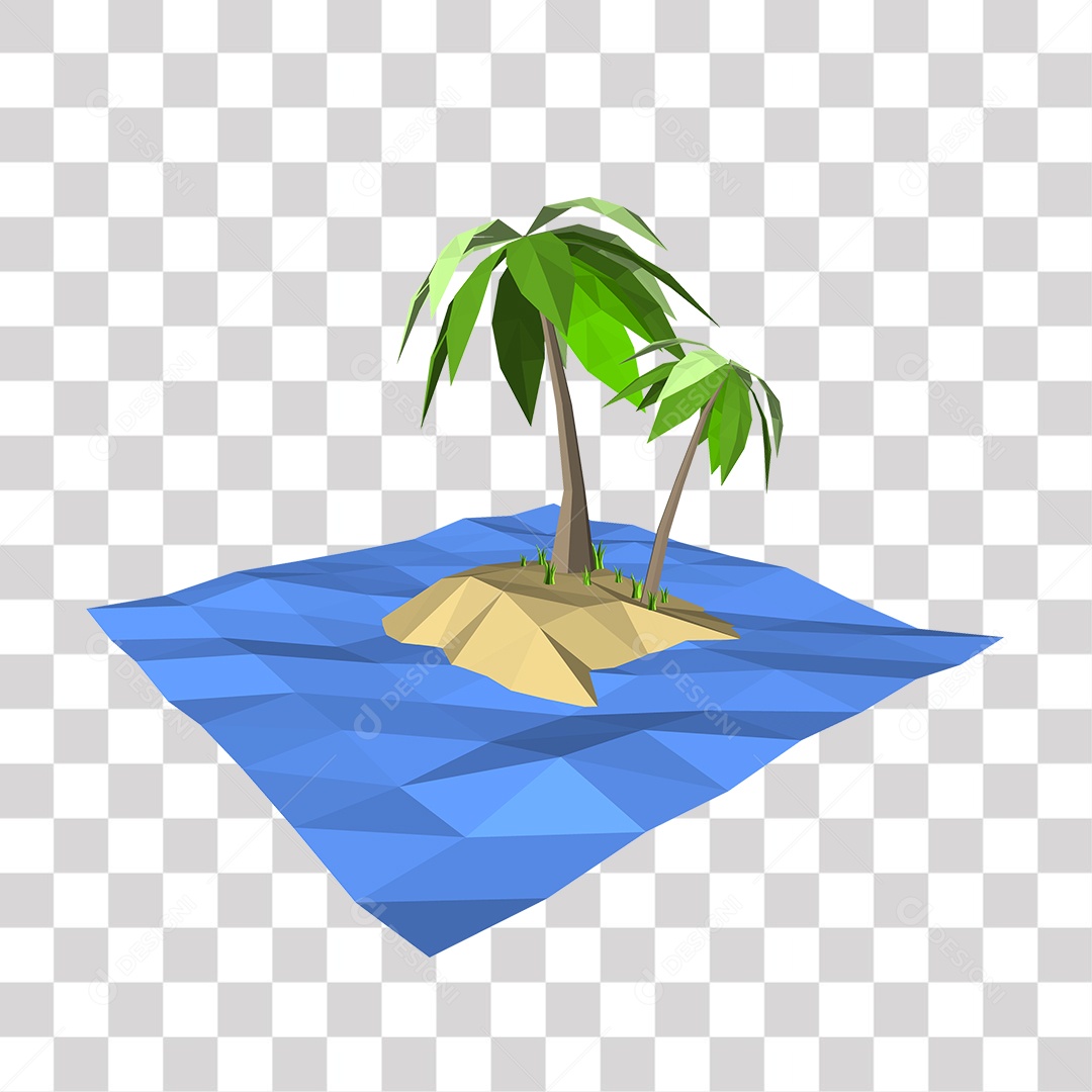 Desenho de Coqueiro na Praia PNG Transparente