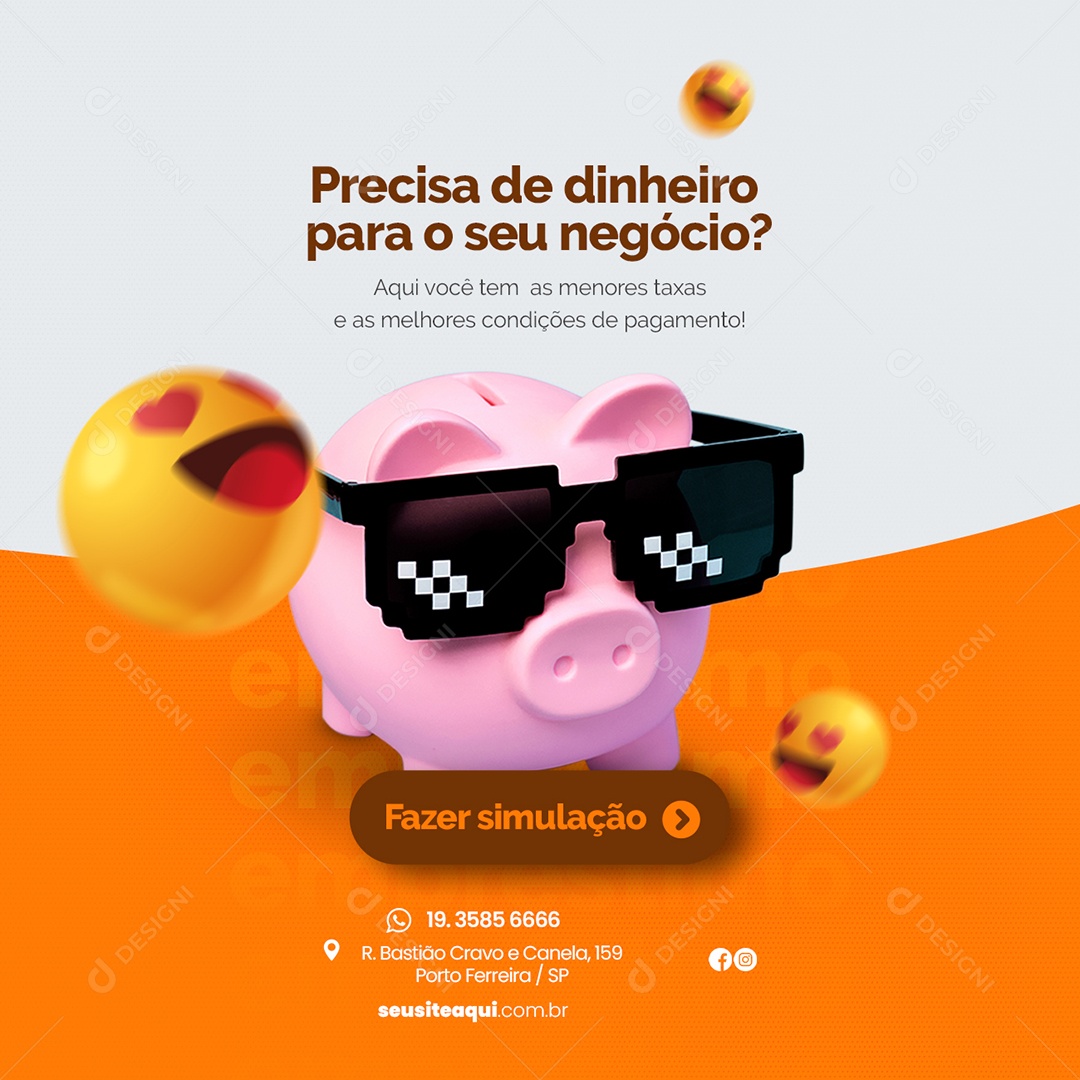 Precisa de Dinheiro para o seu Negócio Empréstimo Social Media PSD Editável