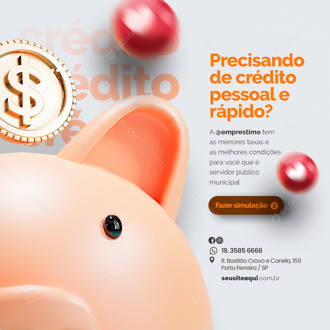 Precisando de crédito pessoal e rápido Empréstimo Social Media PSD Editável