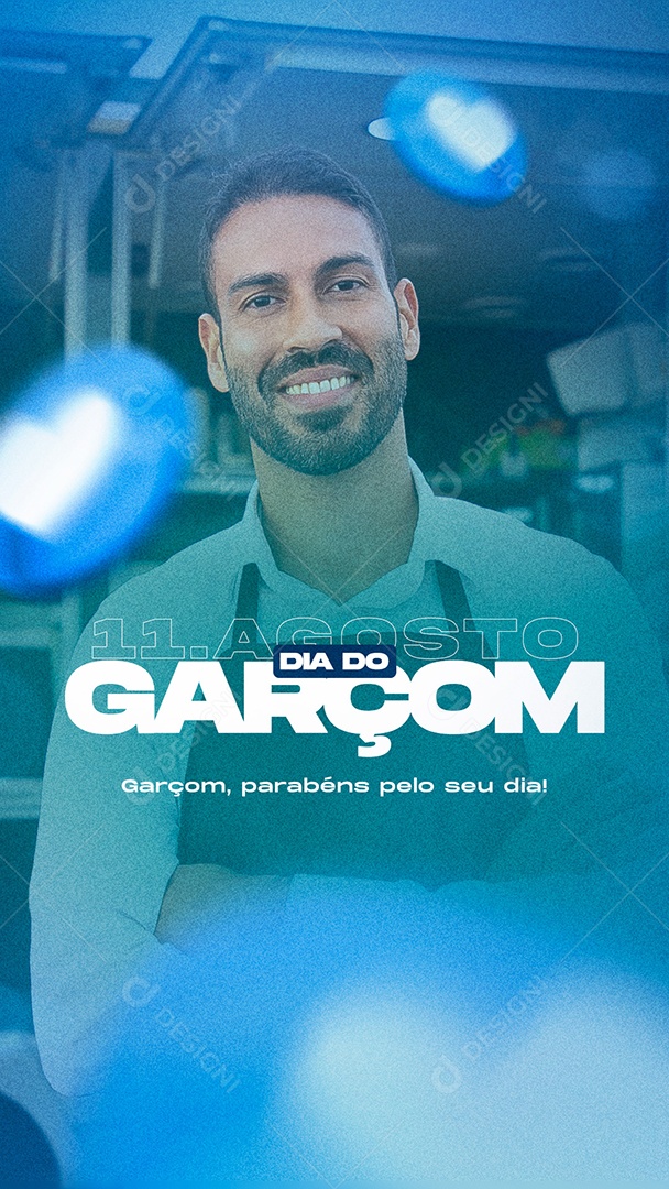 Story Garçom Parabéns pelo seu dia 11 de agosto Dia do Garçom Social Media PSD Editável