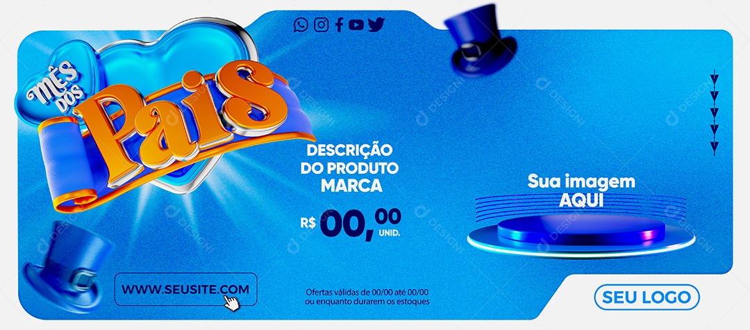 Banner Mês dos Pais produto Lojas Social Media PSD Editável