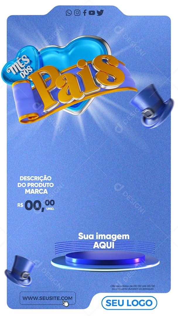 Mês dos Pais produto Lojas Social Media PSD Editável