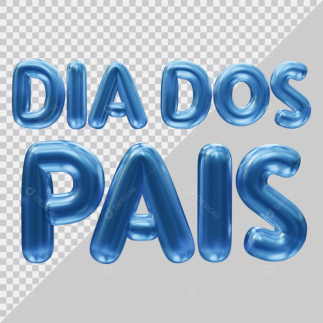 Dia dos Pais Texto 3D azul para composição PSD