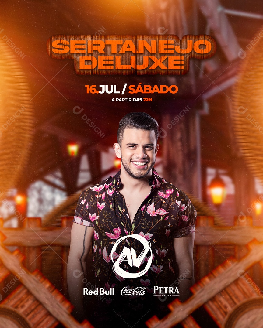 Flyer Show Sertanejo Avine Vinny Social Media PSD Editável