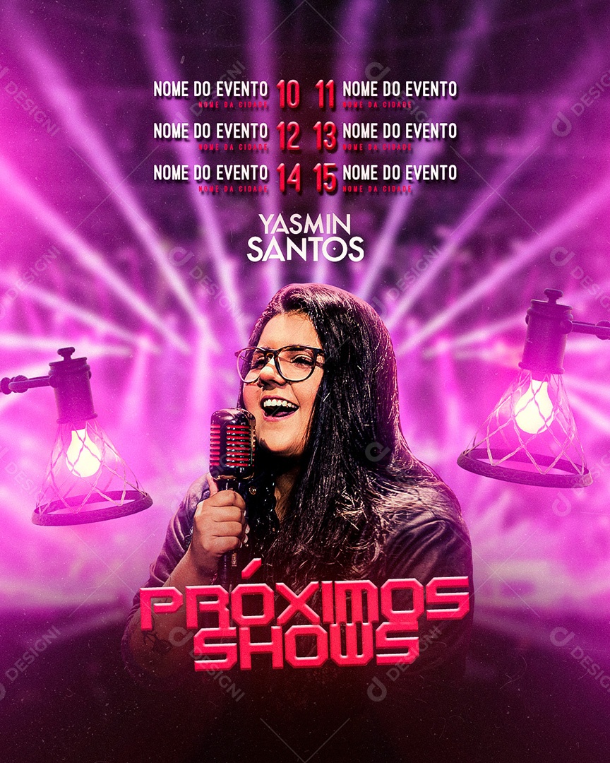 Flyer Proximos Shows Yasmin Santos Social Media PSD Editável