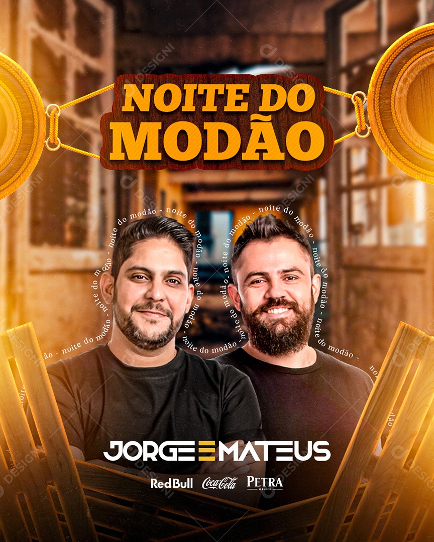 Flyer Show Noite do Modão Jorge e Mateus Social Media PSD Editável