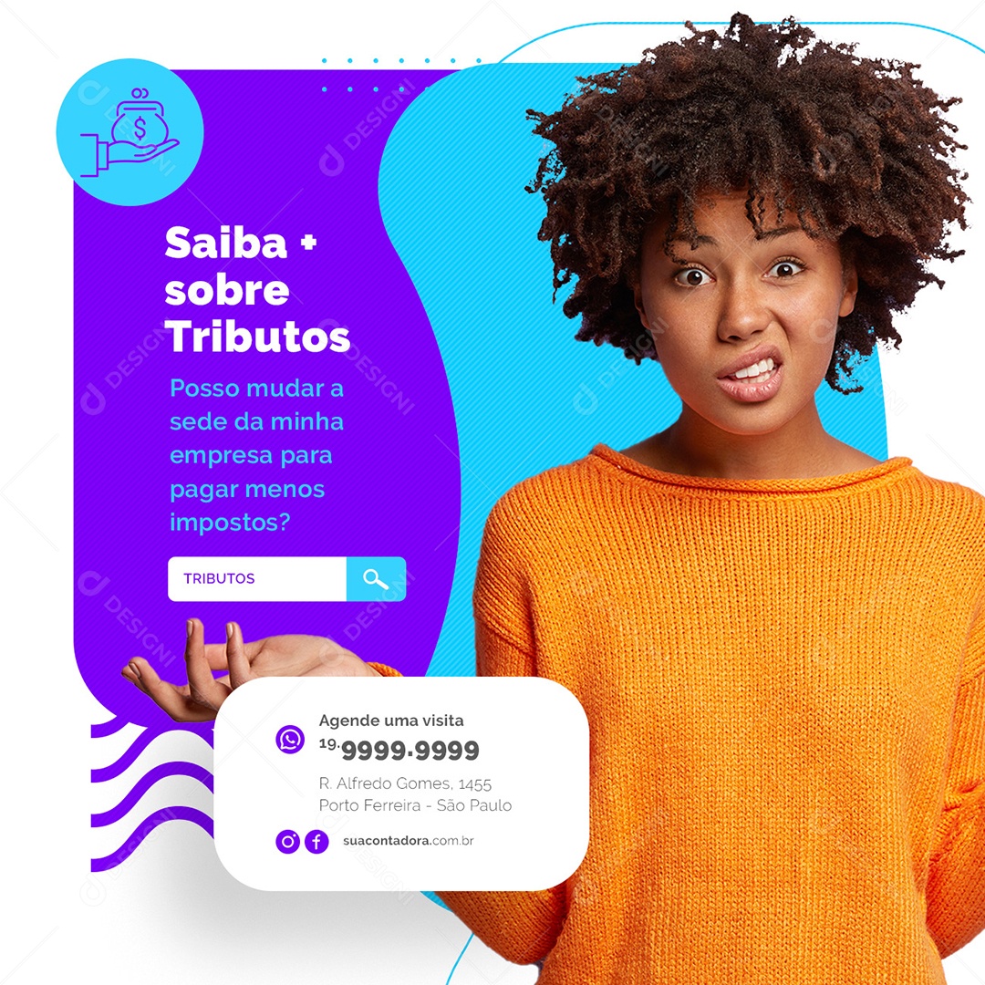 Saiba sobre tributos Contabilidade Social Media PSD Editável