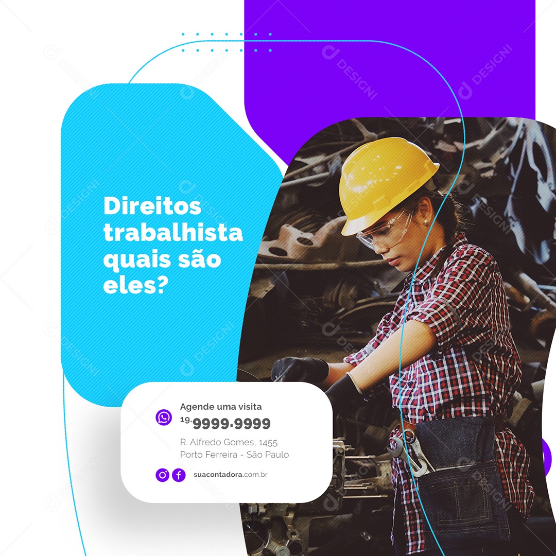 Direitos trabalhista quais são eles Contabilidade Social Media PSD Editável