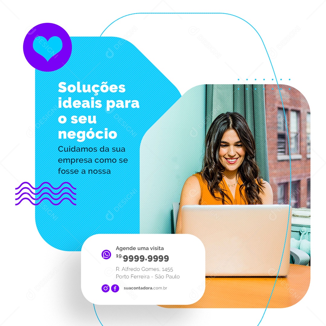 Soluções ideais para o seu negócio Contabilidade Social Media PSD Editável