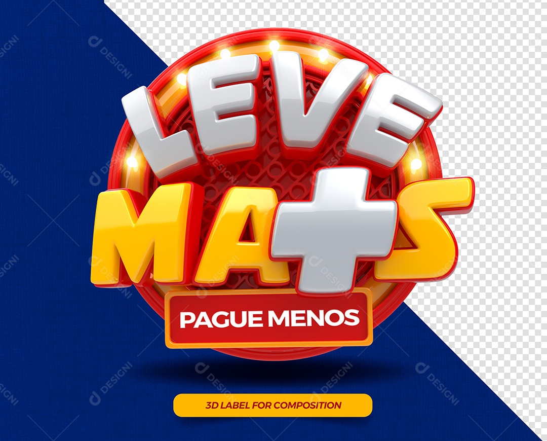 Selo 3D Leve mais pague menos Vermelho para composição PSD