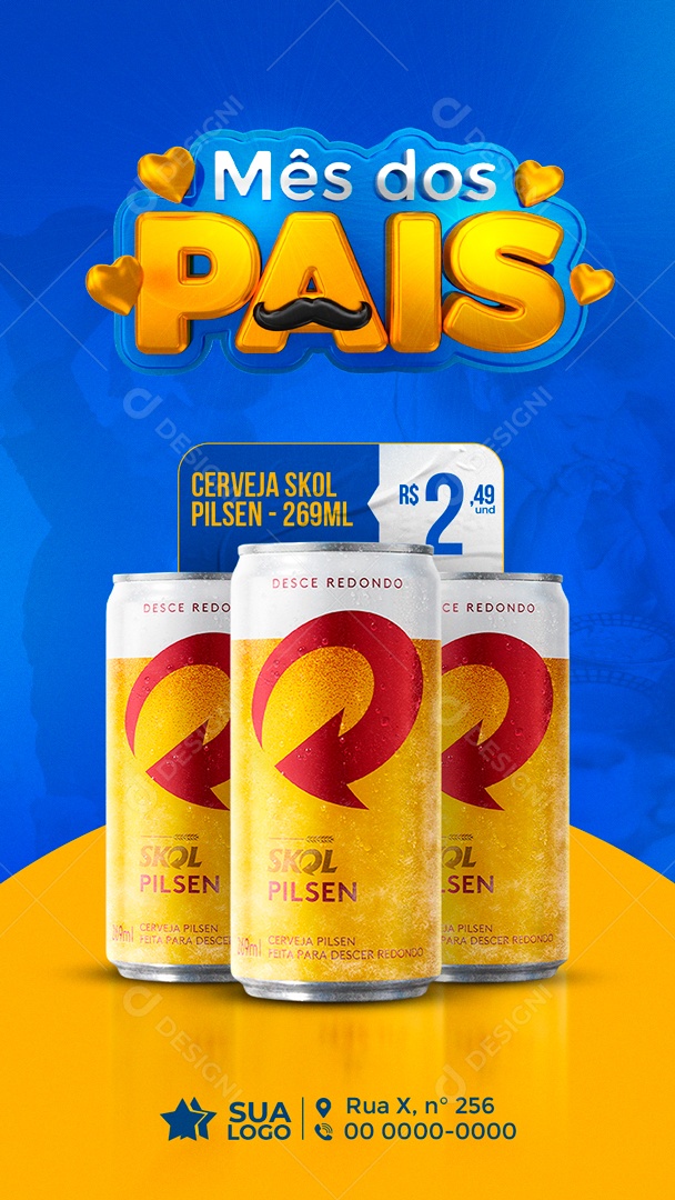 Mês Dos Pais Promoção Cerveja Skol Social Media PSD Editável