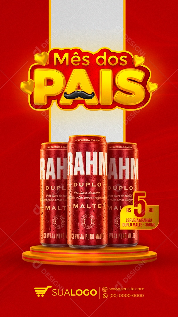 Mês Dos Pais Promoção Cerveja Brahma Social Media PSD Editável