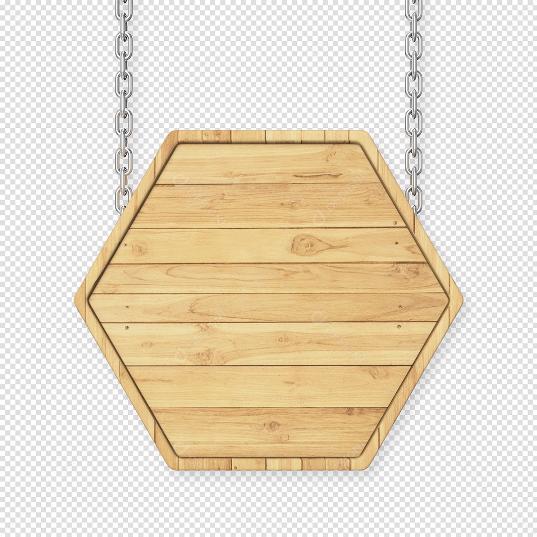 Elemento 3D De Madeira com corrente para composição PSD