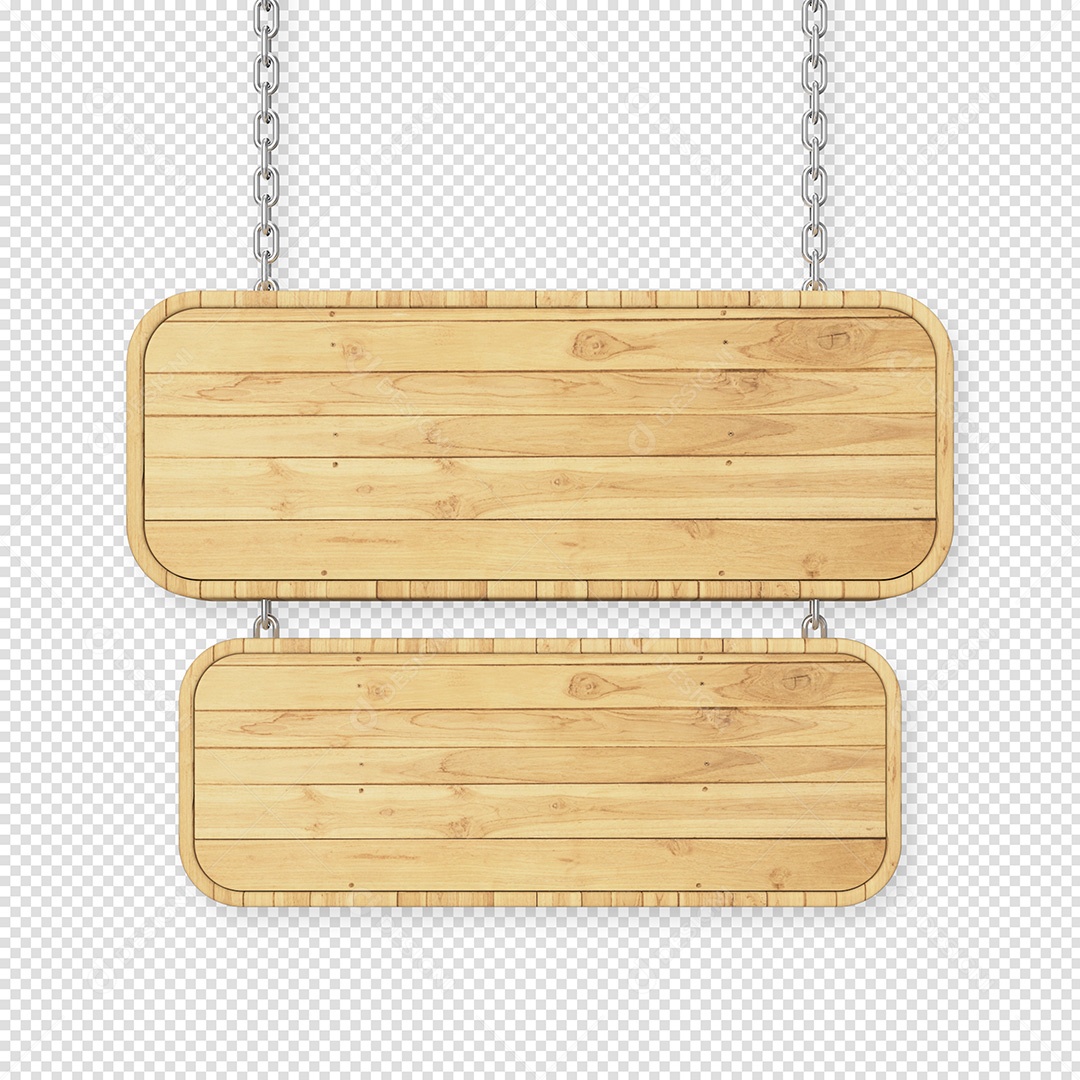 Placas de Madeira com correntes Elemento 3D Para Composição PSD