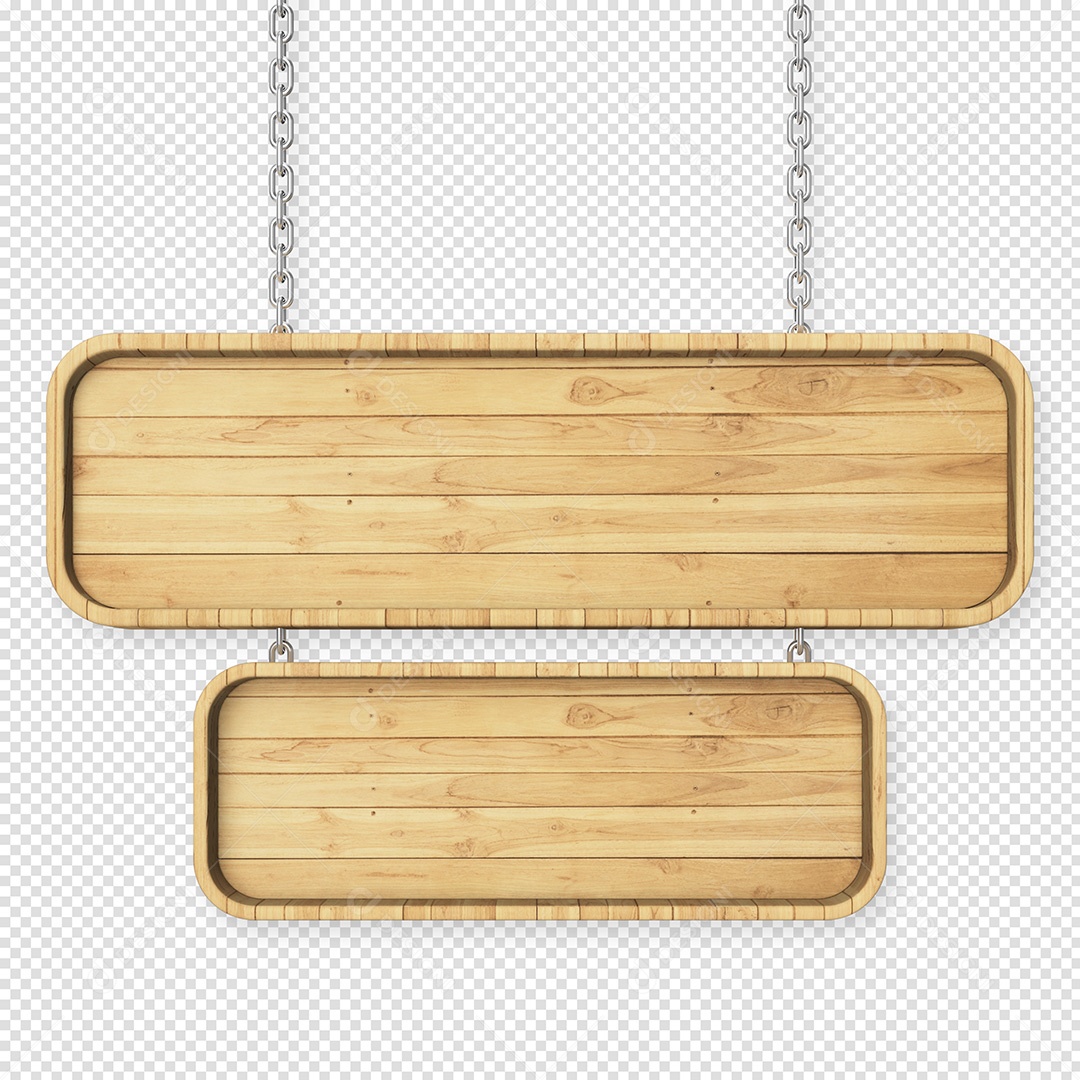 Placas de Madeira com correntes Elemento 3D Para Composição PSD