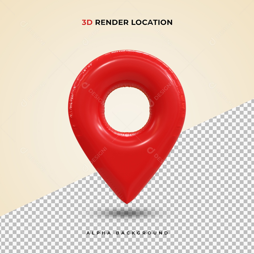 Pin realista de Localização vermelho Ilustração 3D PSD