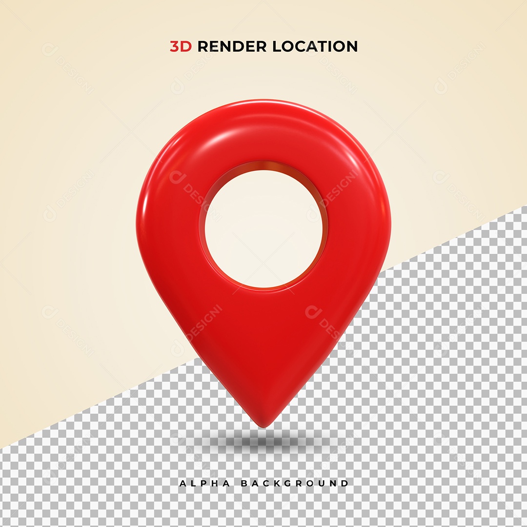 Pin realista de Localização vermelho Ilustração 3D PSD