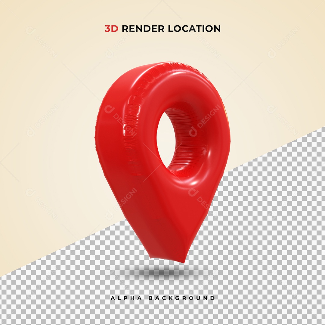 Pin realista de Localização vermelho Ilustração 3D PSD