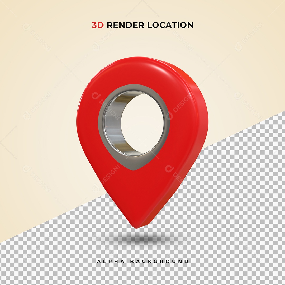 Pin realista de Localização vermelho Ilustração 3D PSD