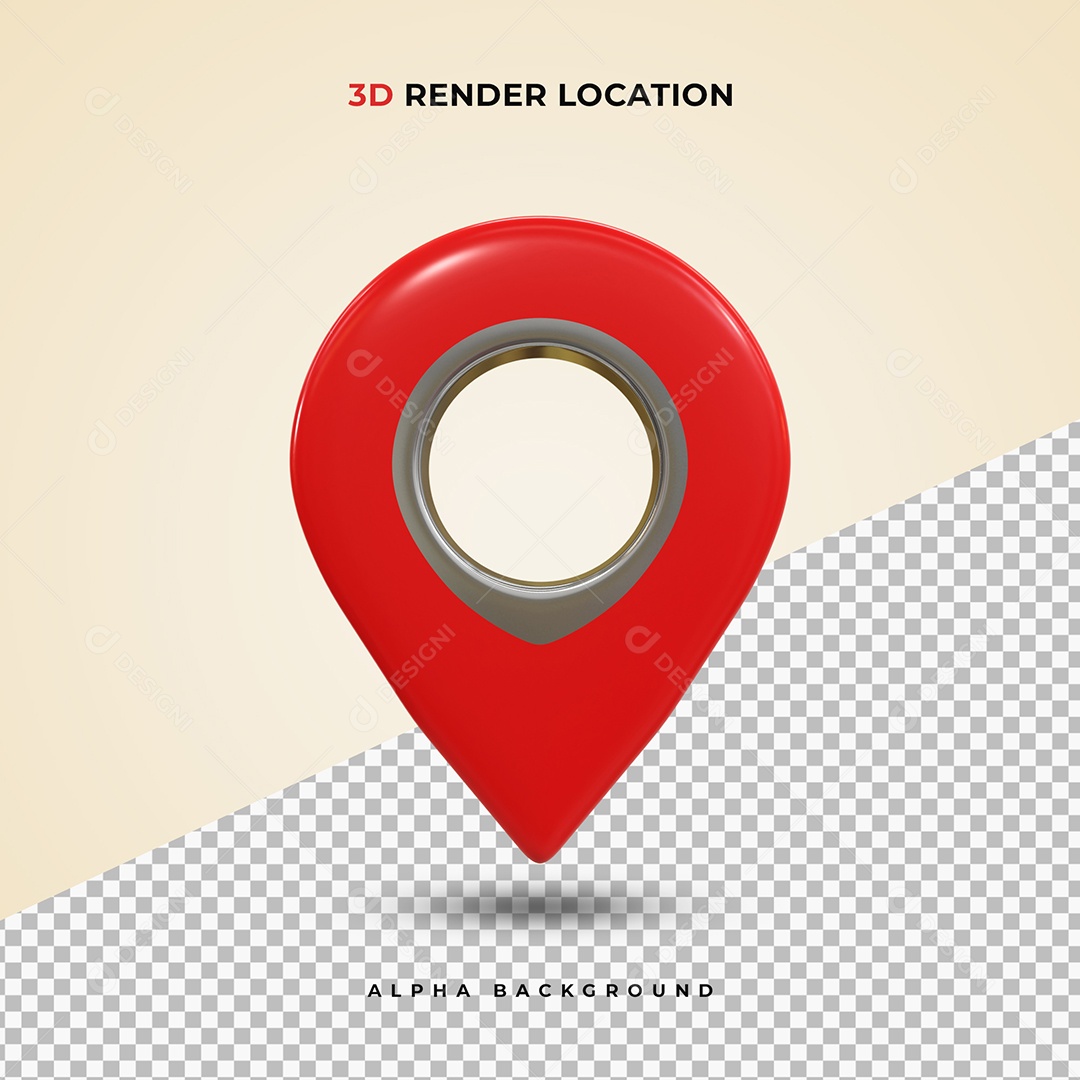Pin realista de Localização vermelho Ilustração 3D PSD