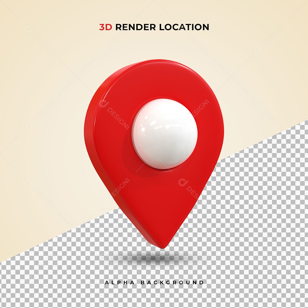 Pin realista de Localização vermelho Ilustração 3D PSD